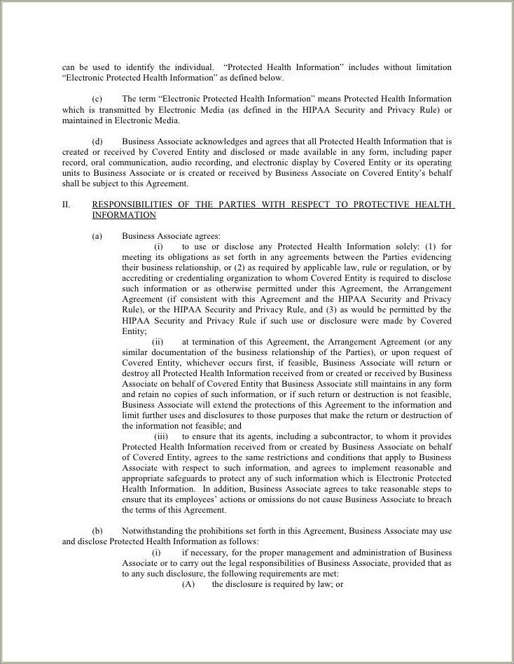 Free Template For A Business Associate Agreement