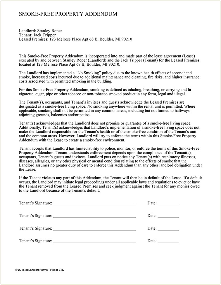 Free Template For An Addendum To Rent Agreement