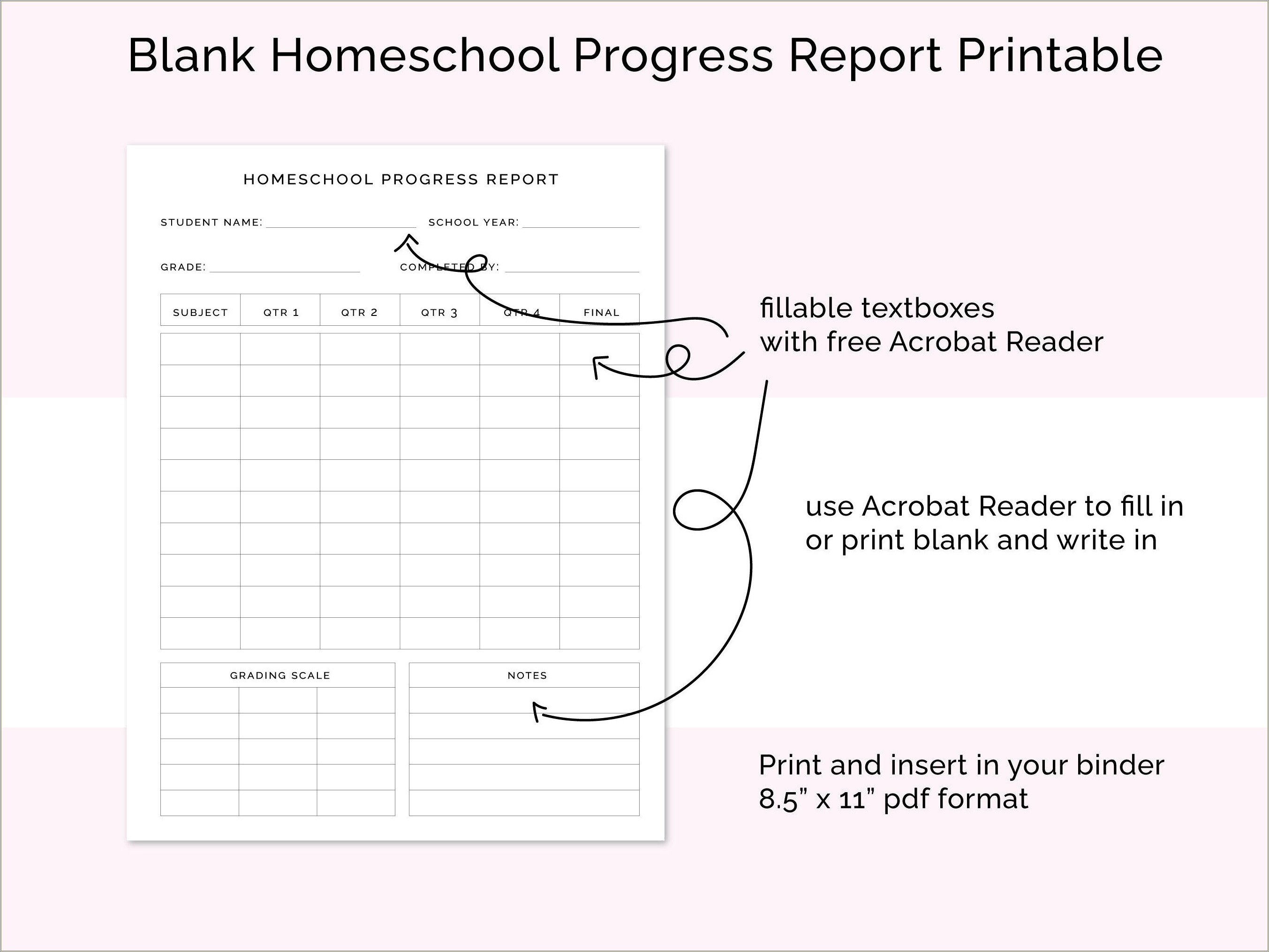 Free Template For Home School Report Card