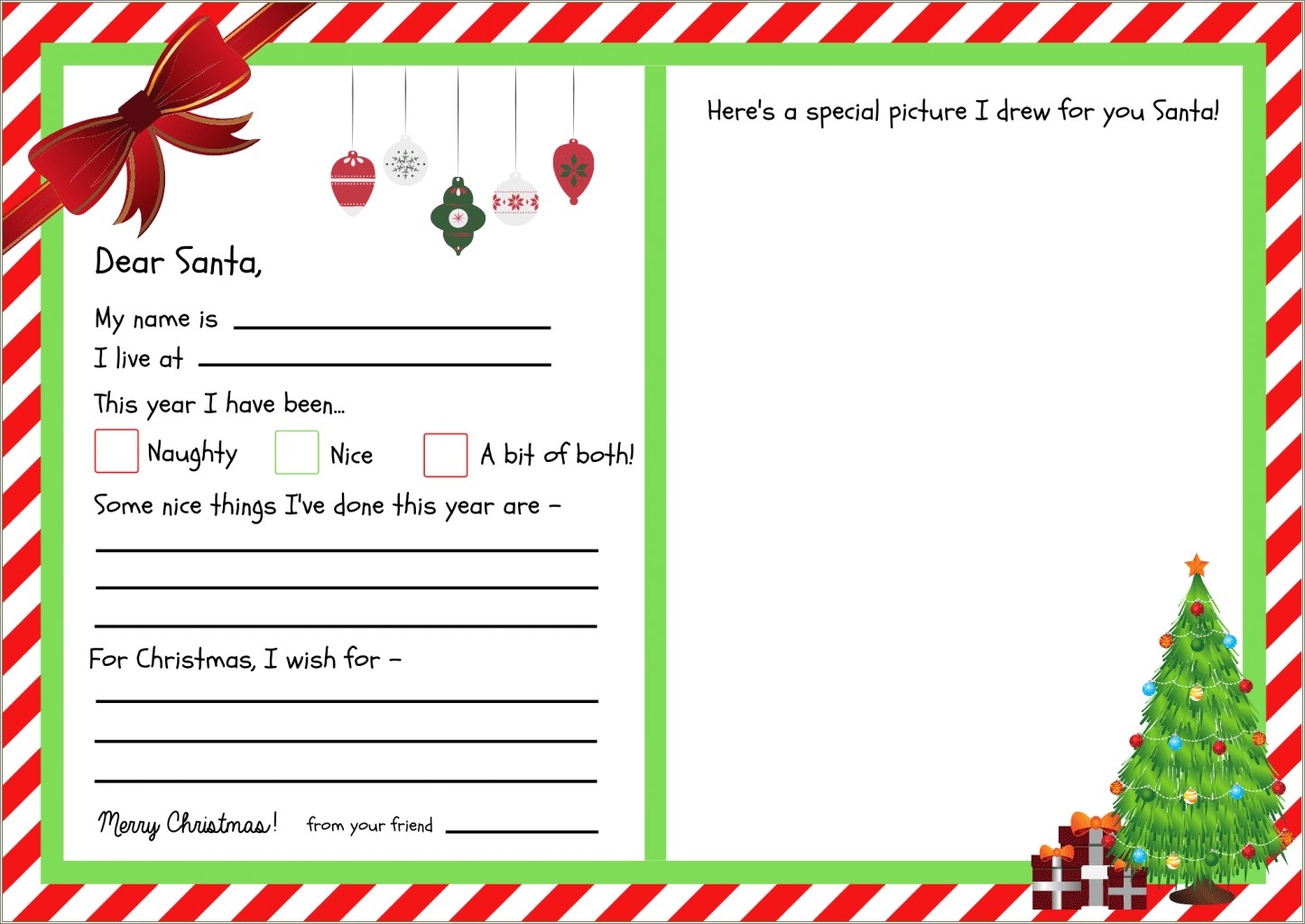 Free Template For Letter To Santa Claus