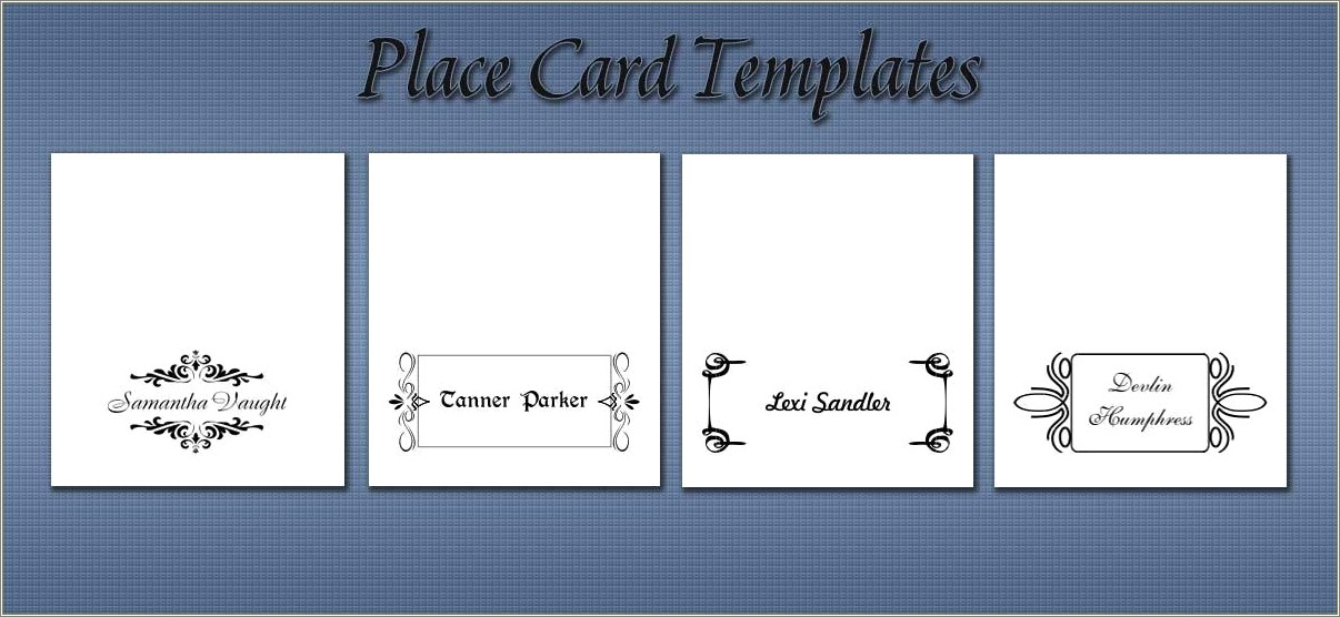 Free Template For Place Cards 4 Per Sheet