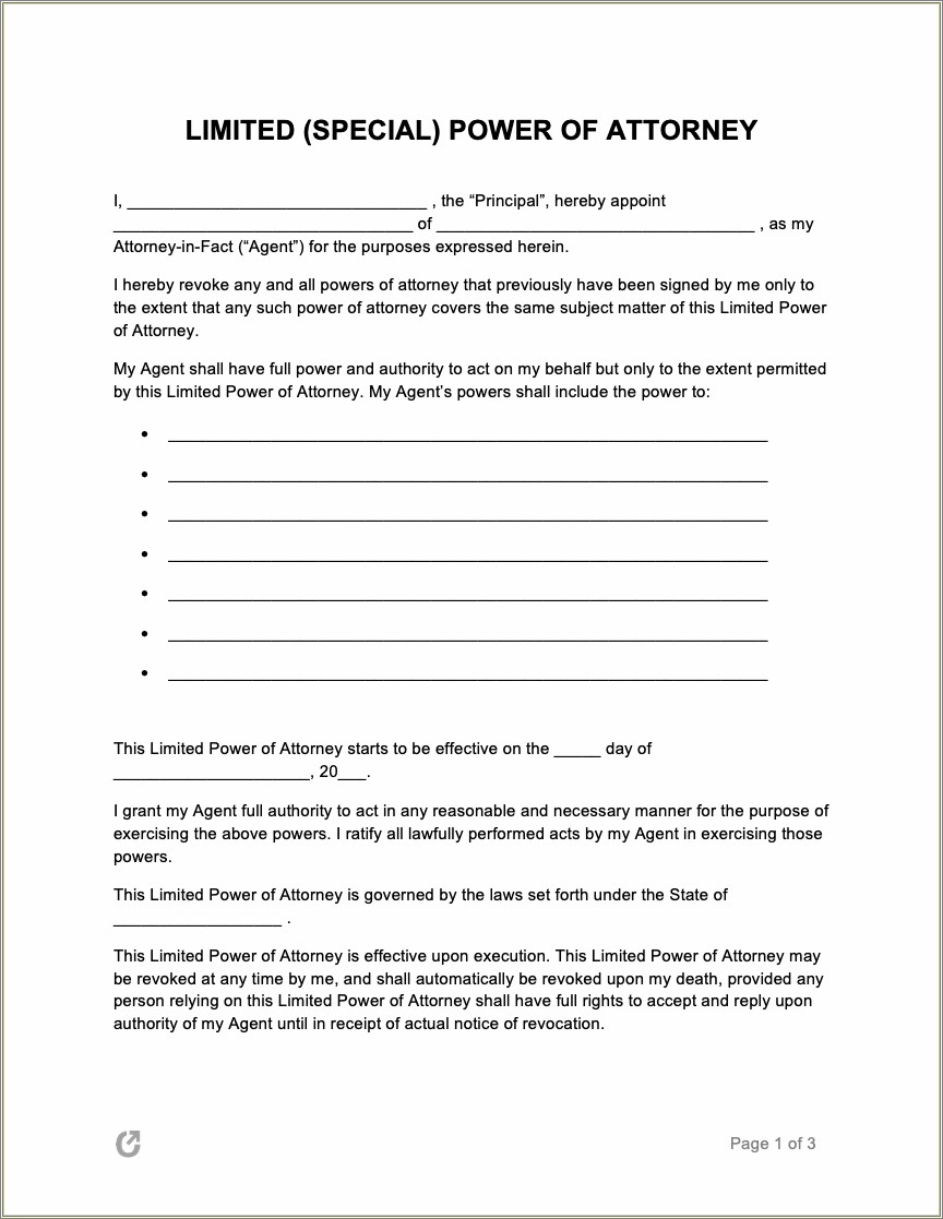Free Template For Power Of Attorney Form
