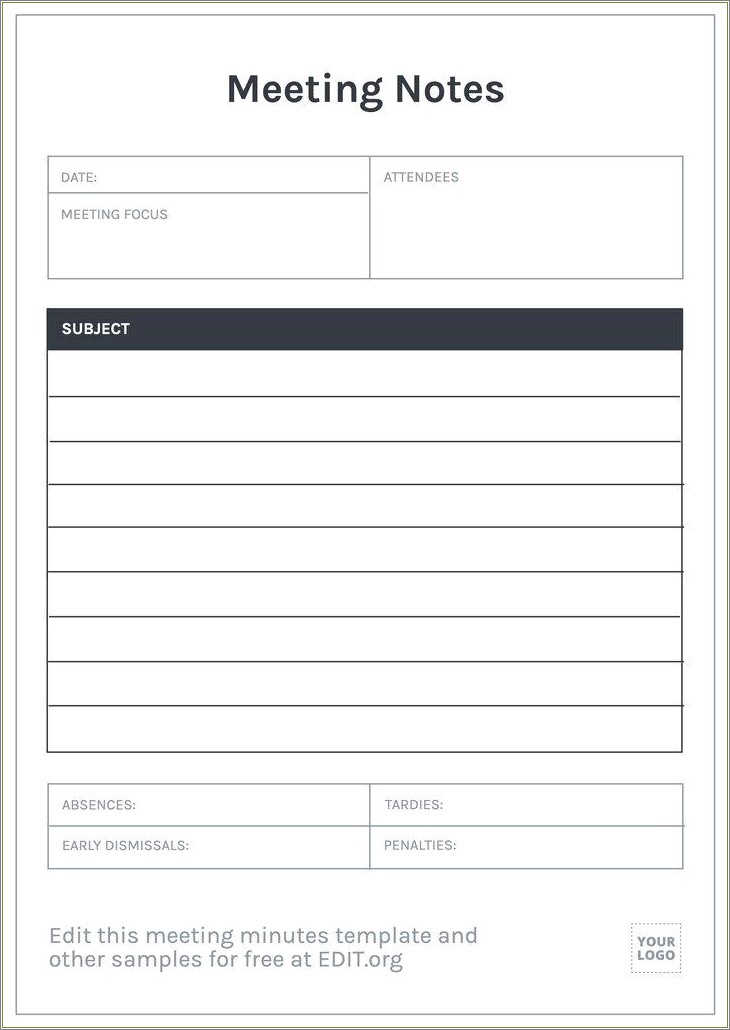 Free Template For Taking Notes At A Meeting