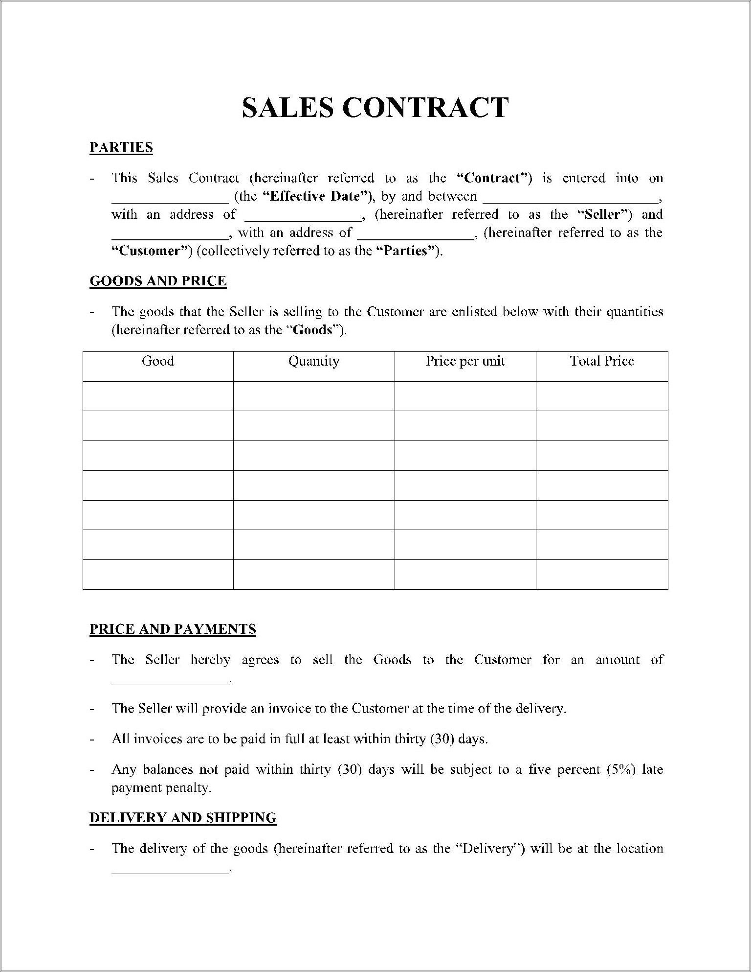 Free Template For Terms And Conditions Of Sale