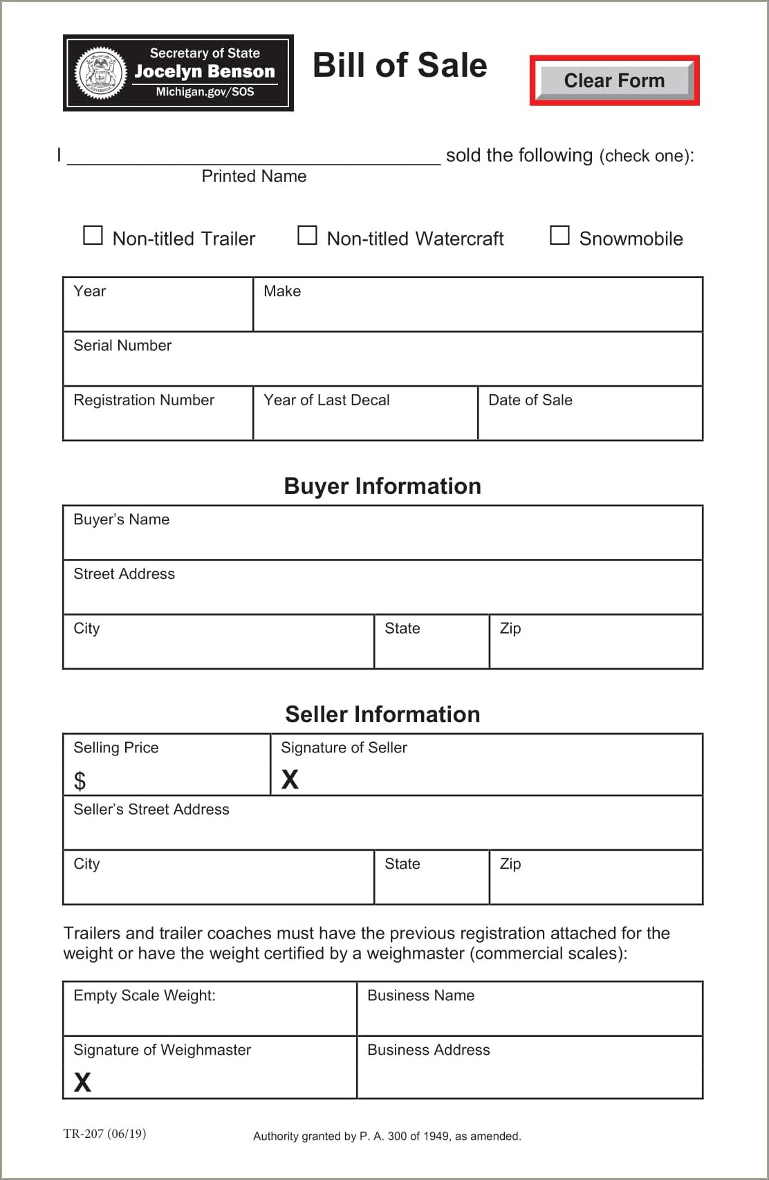 Free Template Motor Vehicle Bill Of Sale Idaho