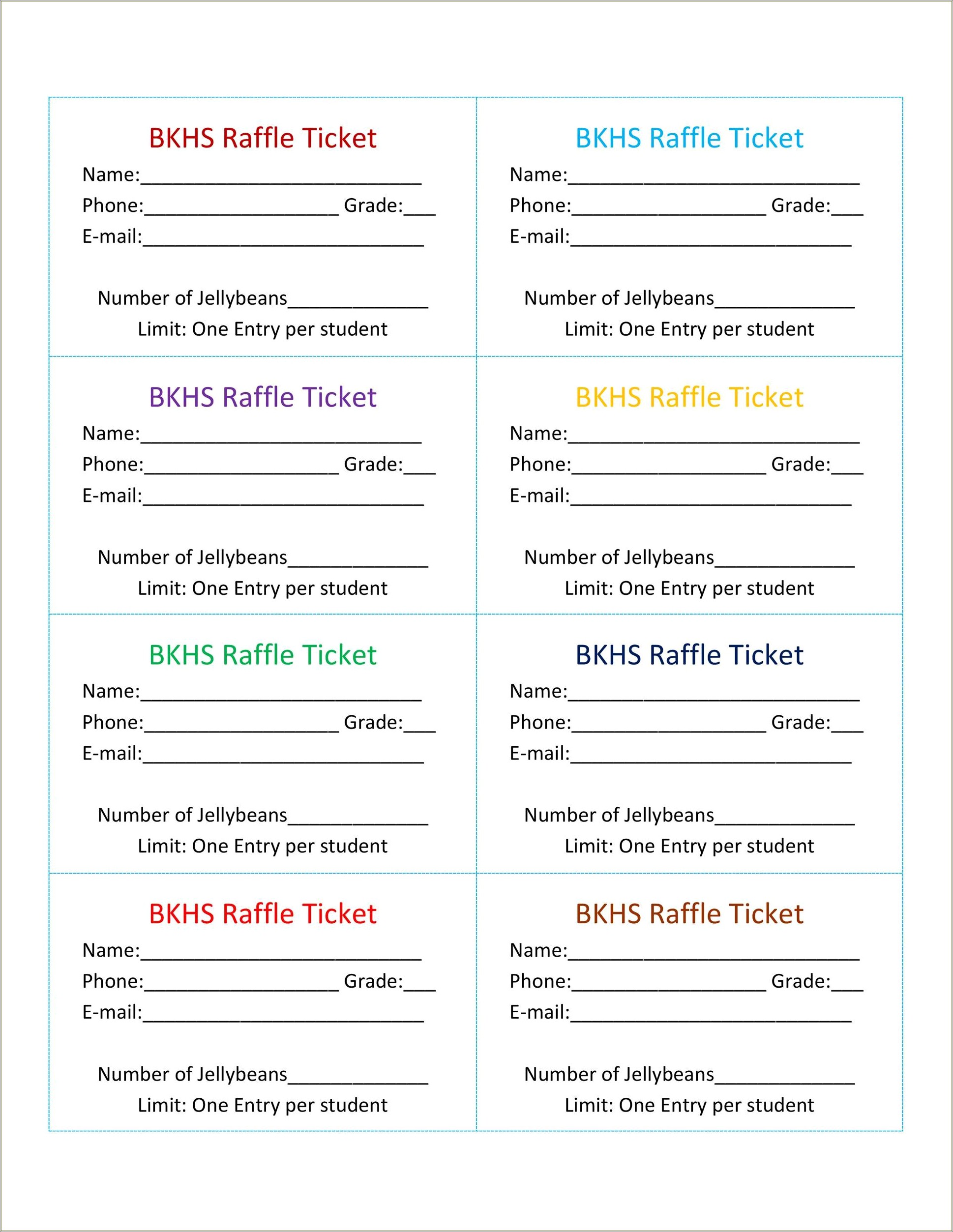 Free Templates For Raffle Tickets 8 Per Page
