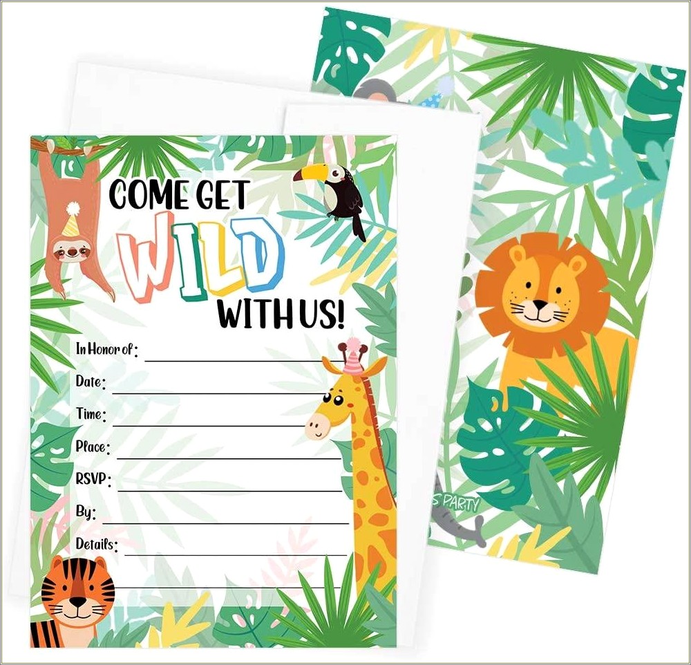 Free Thank You Birthday Party Card Jungle Template