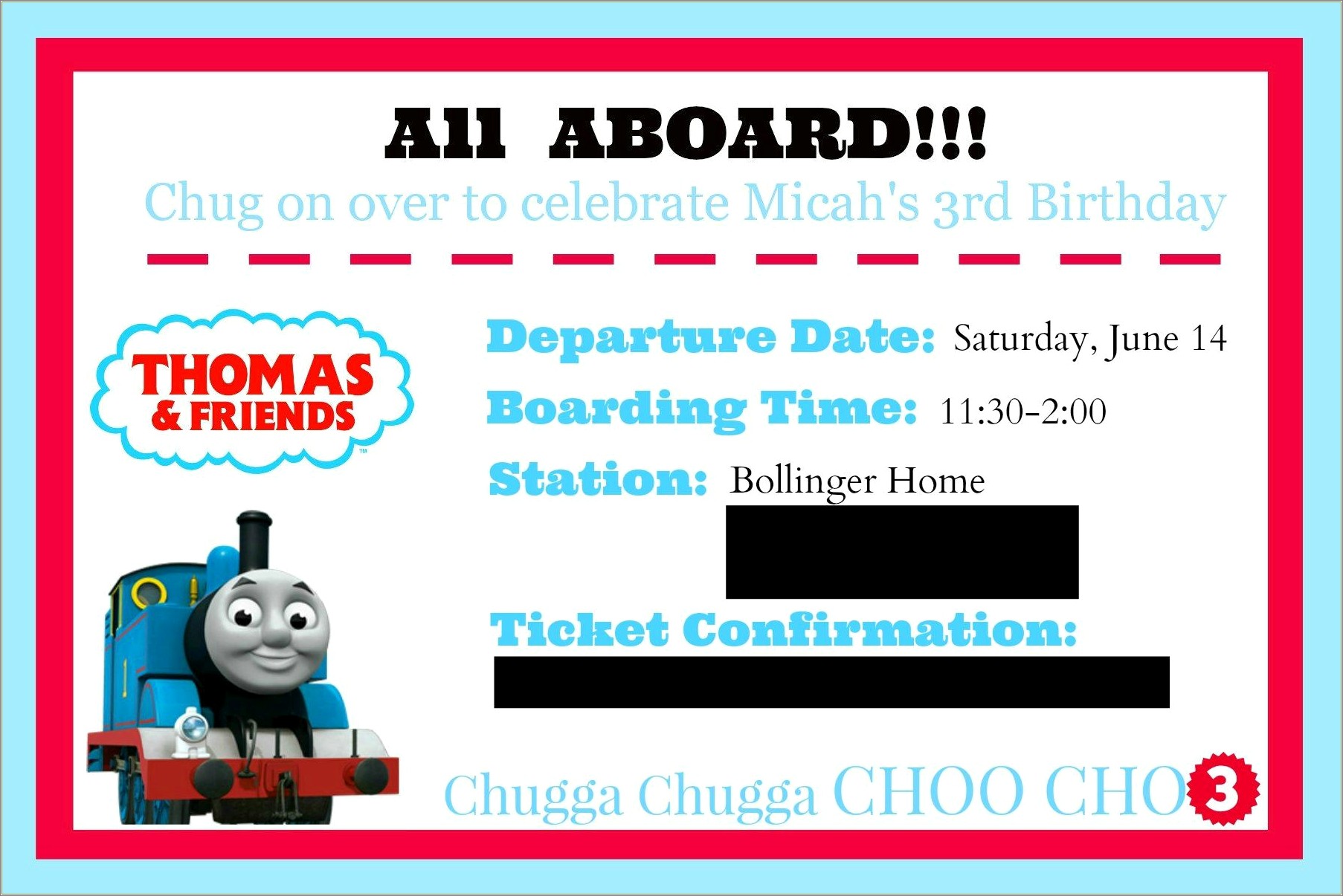 Free Thomas The Train Ticket Invitation Template