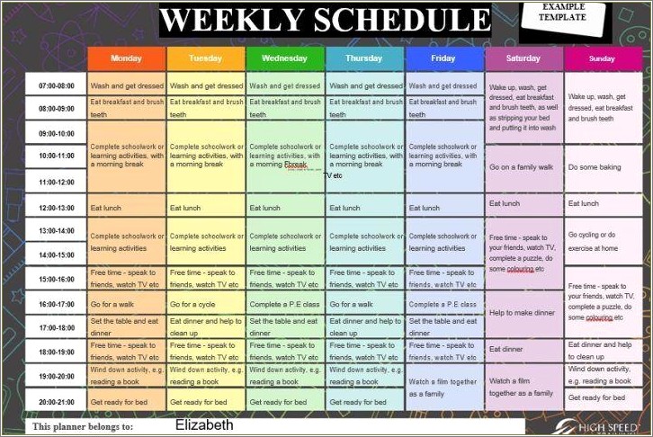 Free Weekly Class Schedule Template For Excel