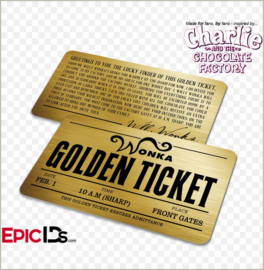Free Willy Wonka Golden Ticket Invitation Template