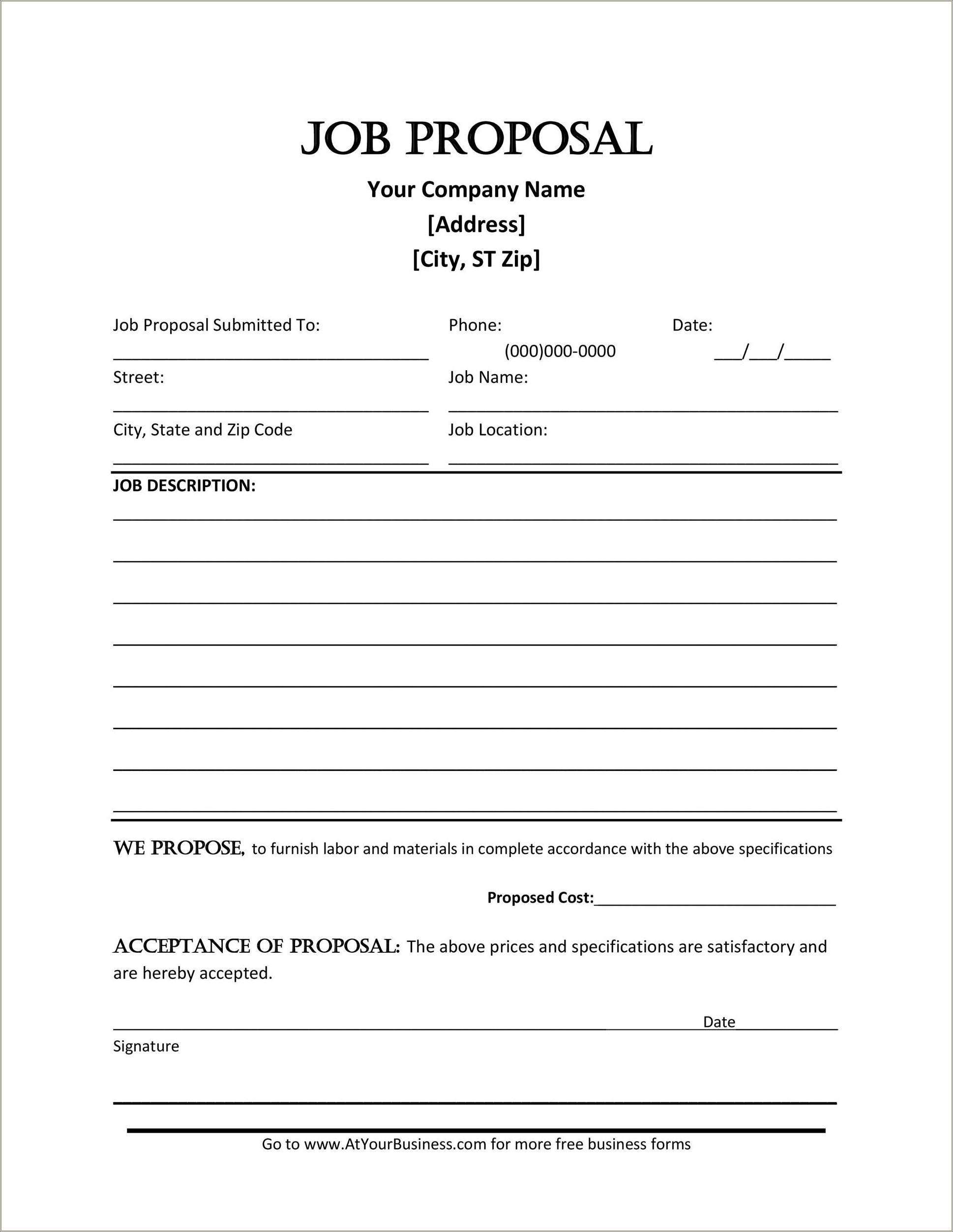 Free Work For Hire Proposal Template Word