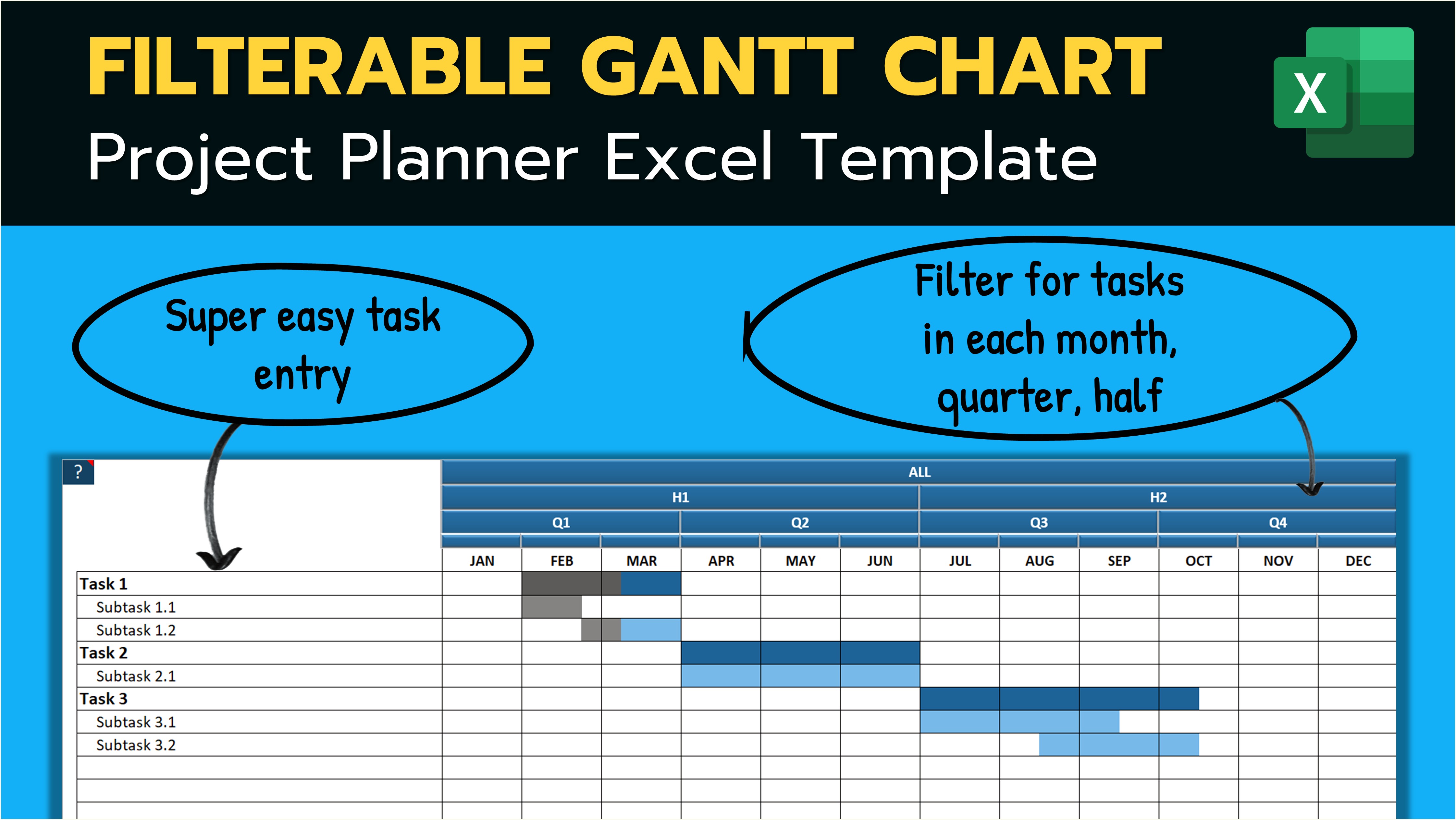 Gantt Chart Excel Template With Subtasks Free