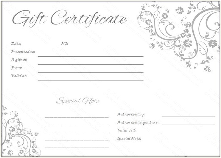 Gift Certificate Template Free Download Black And White