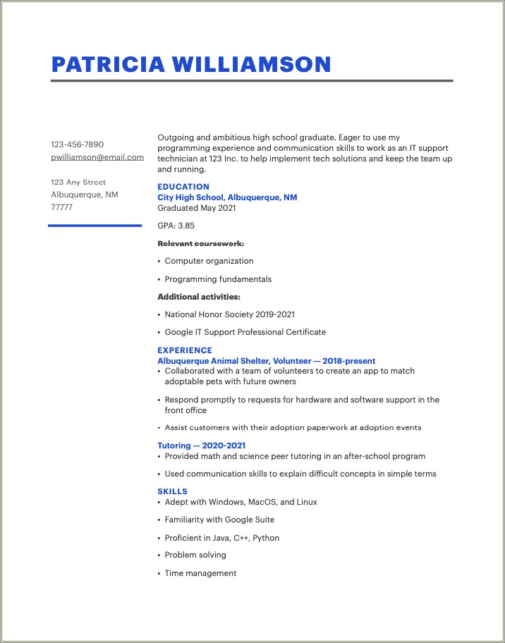 Good High School Resume Objective