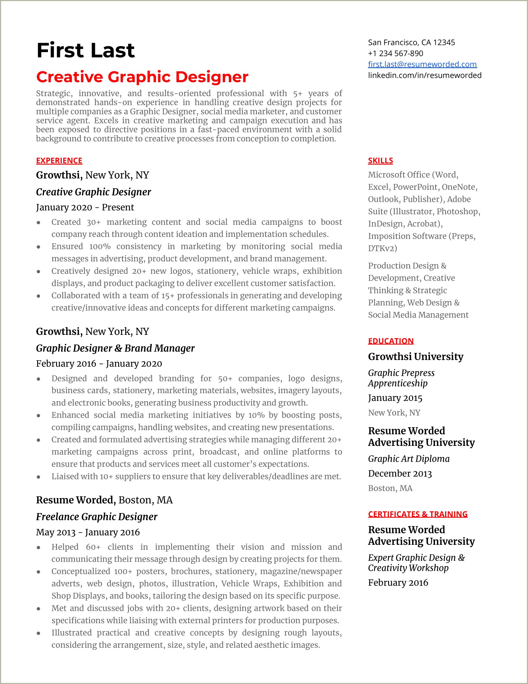 Graphic Artist Objective Resume Sample