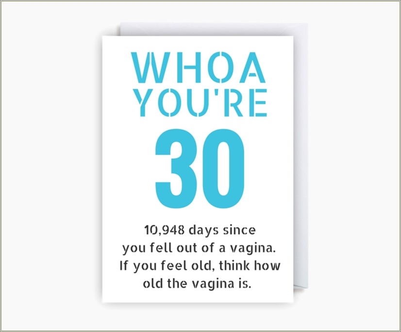 Happy 30th Birthday Card Template Funny Free - Resume Example Gallery