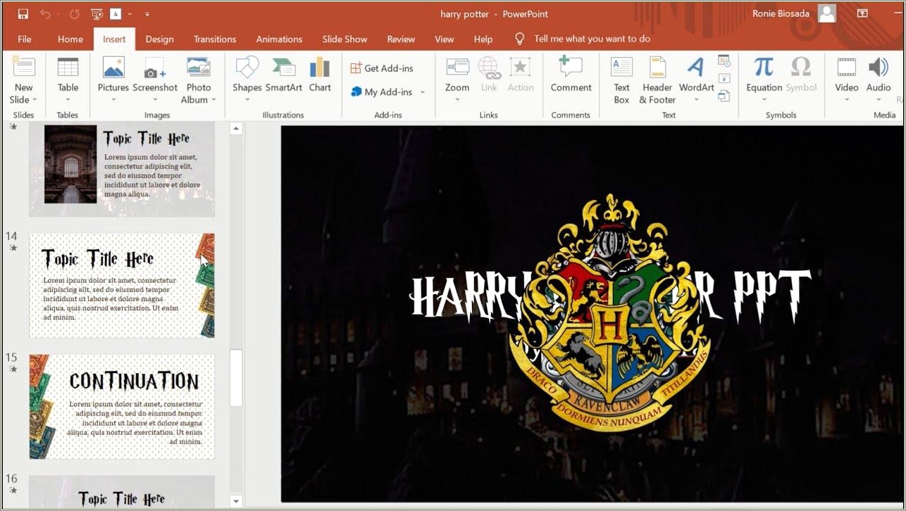 Harry Potter Theme Powerpoint Template Free Download