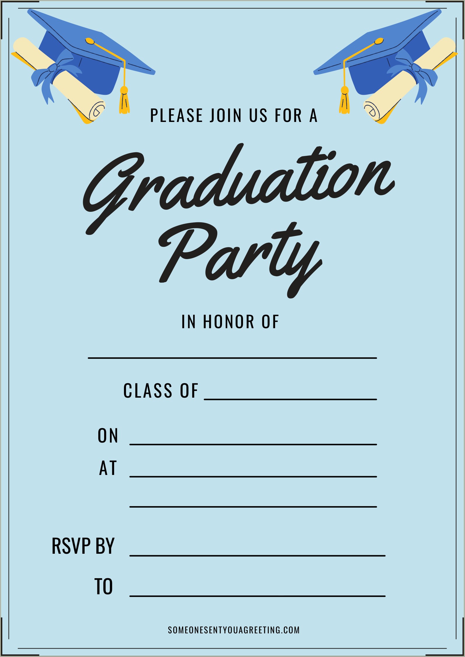 High School Graduation Party Invitation Free Printable Templates