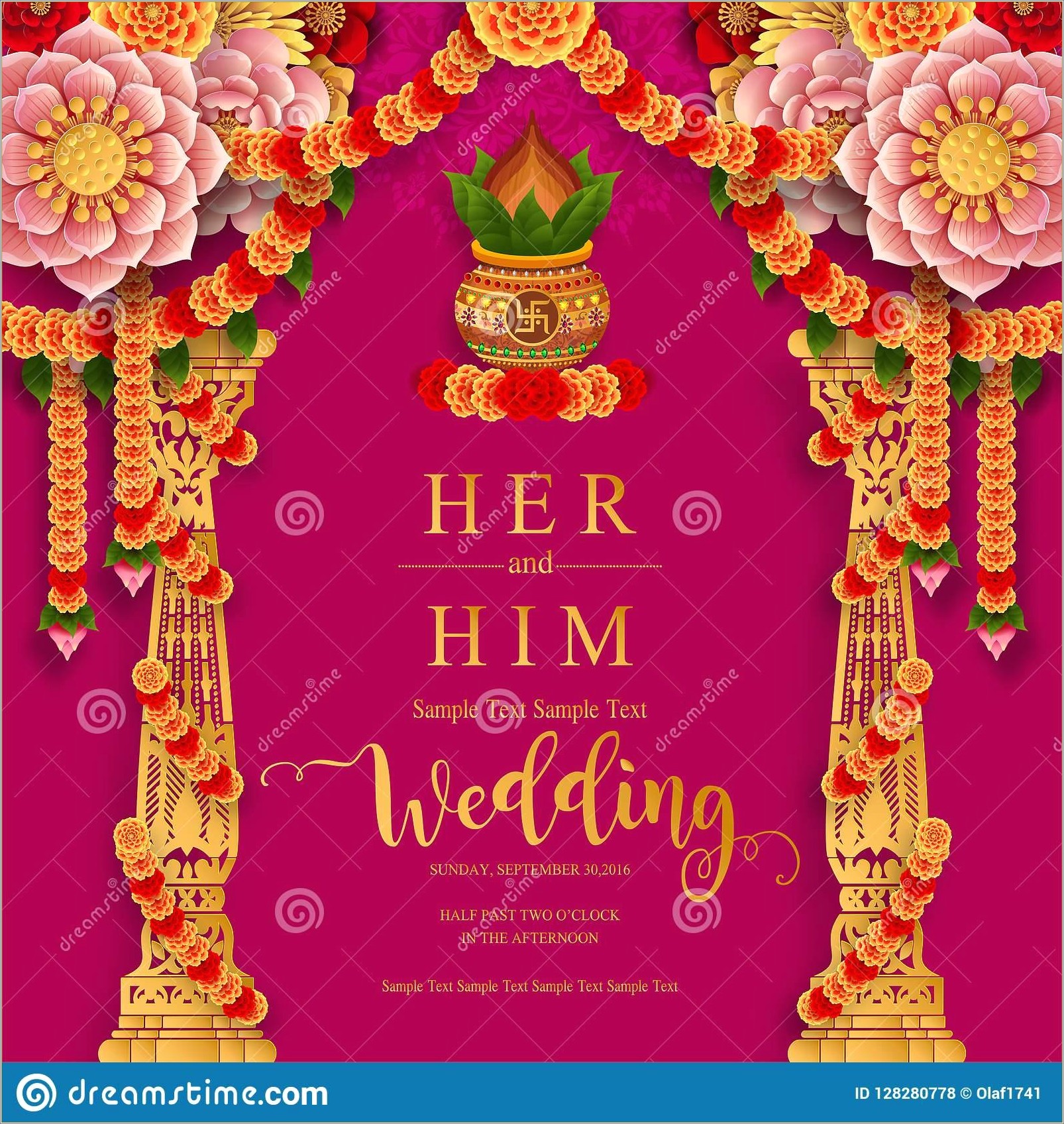 Hindu Wedding Card Design Template Free Download