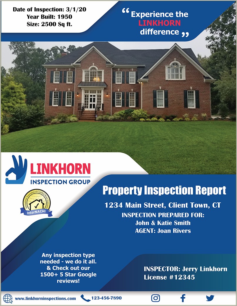 Home Inspector Pro Cover Page Template Free