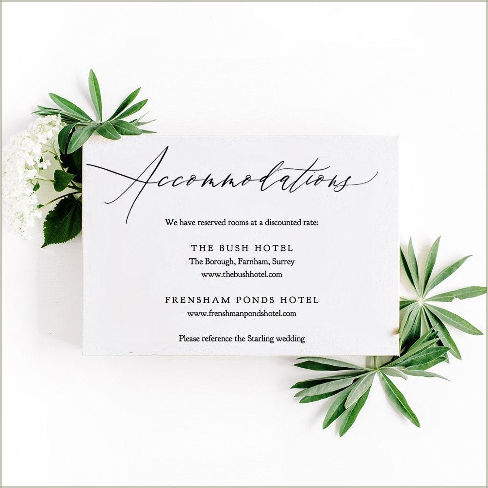 Hotel Accommodations For Wedding Guests Template Free