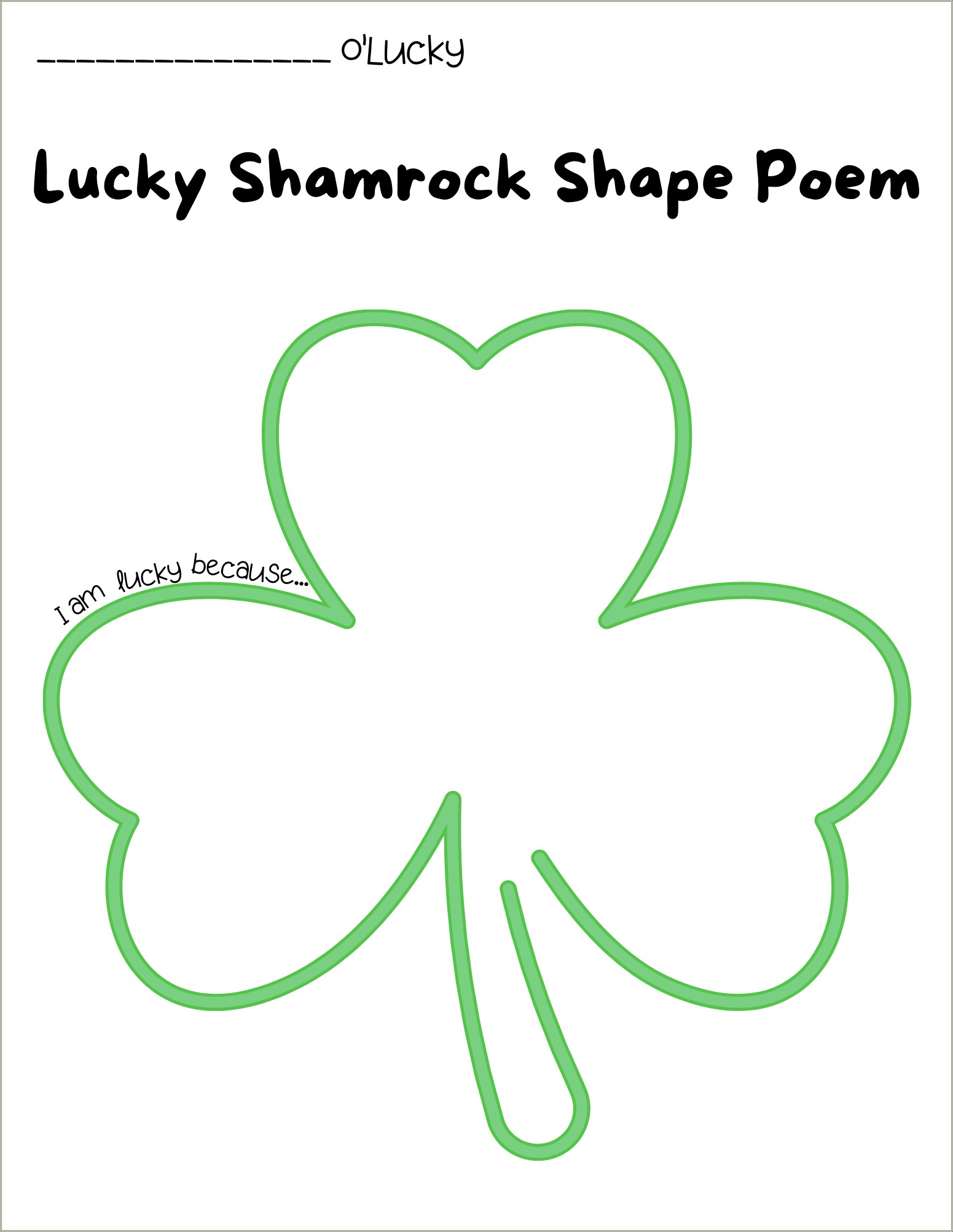 I Am Lucky Because Shamrock Template Free