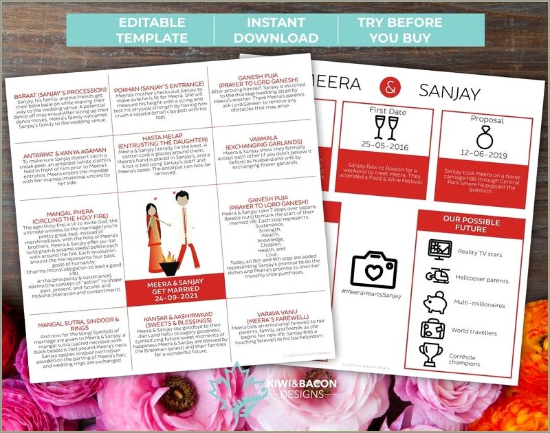 Indian Wedding Program Cards Design Templates Psd Free