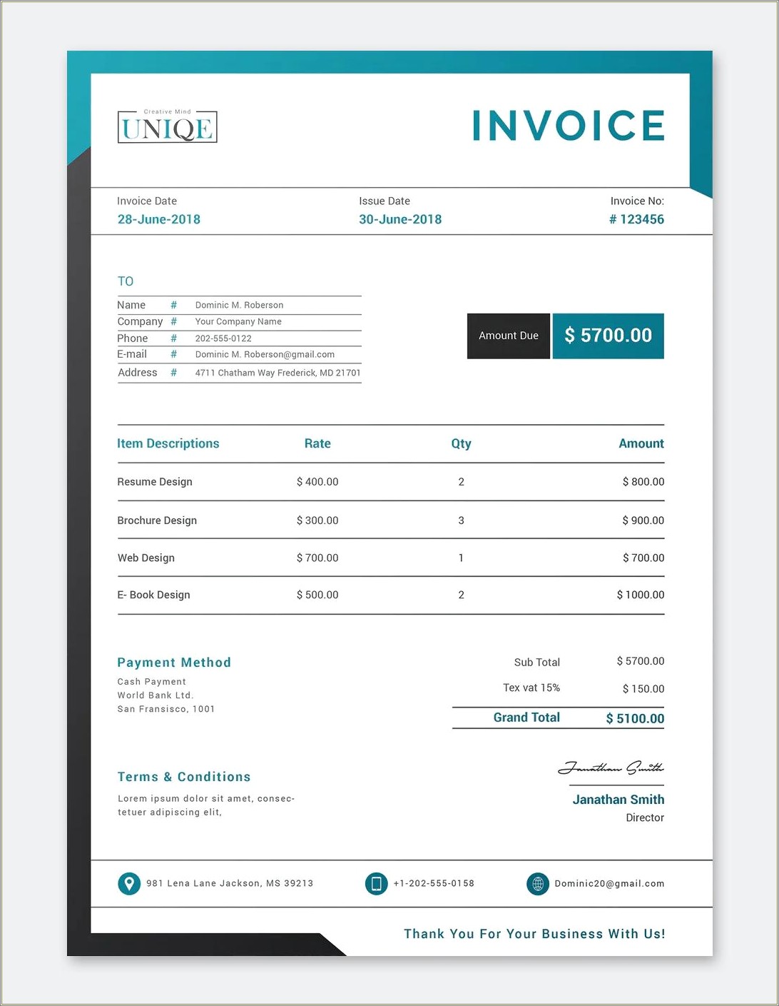 Invoice Template Word Free Space For Logo