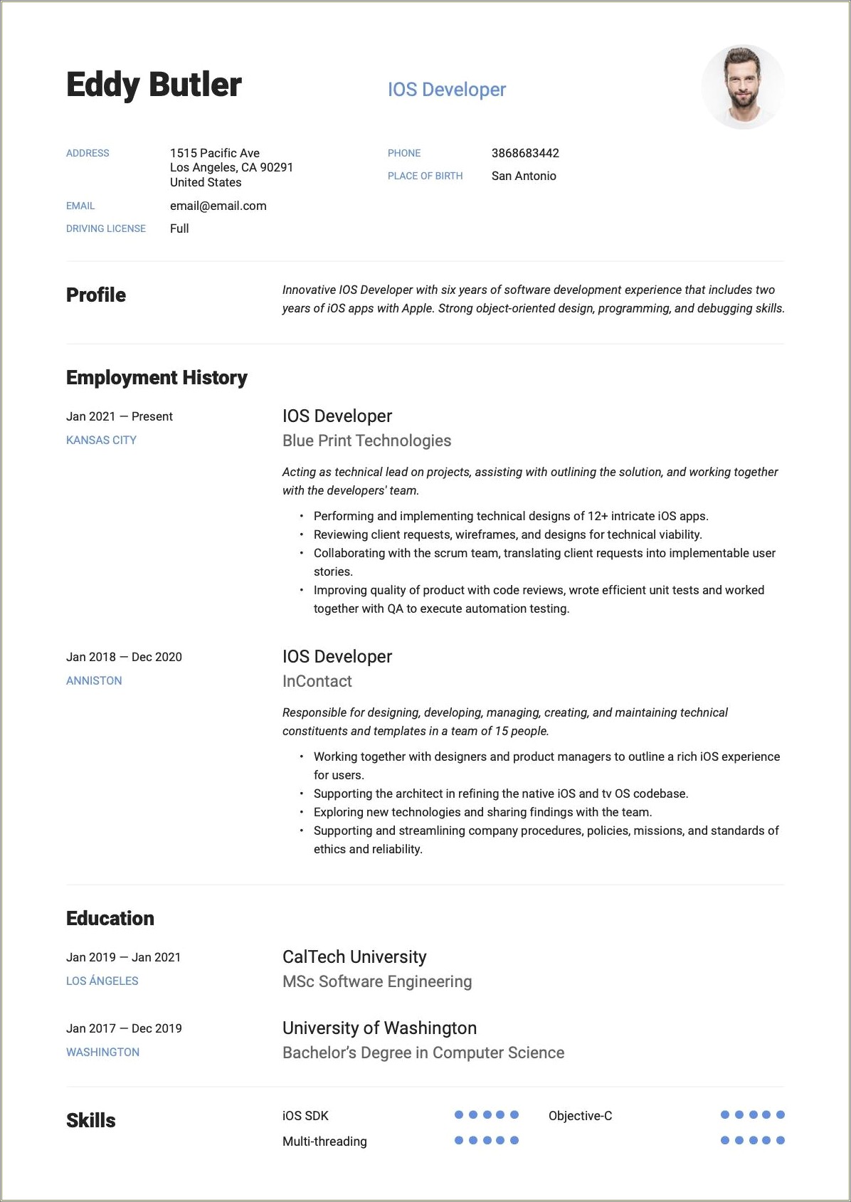 Ios Developer Resume Sample Download