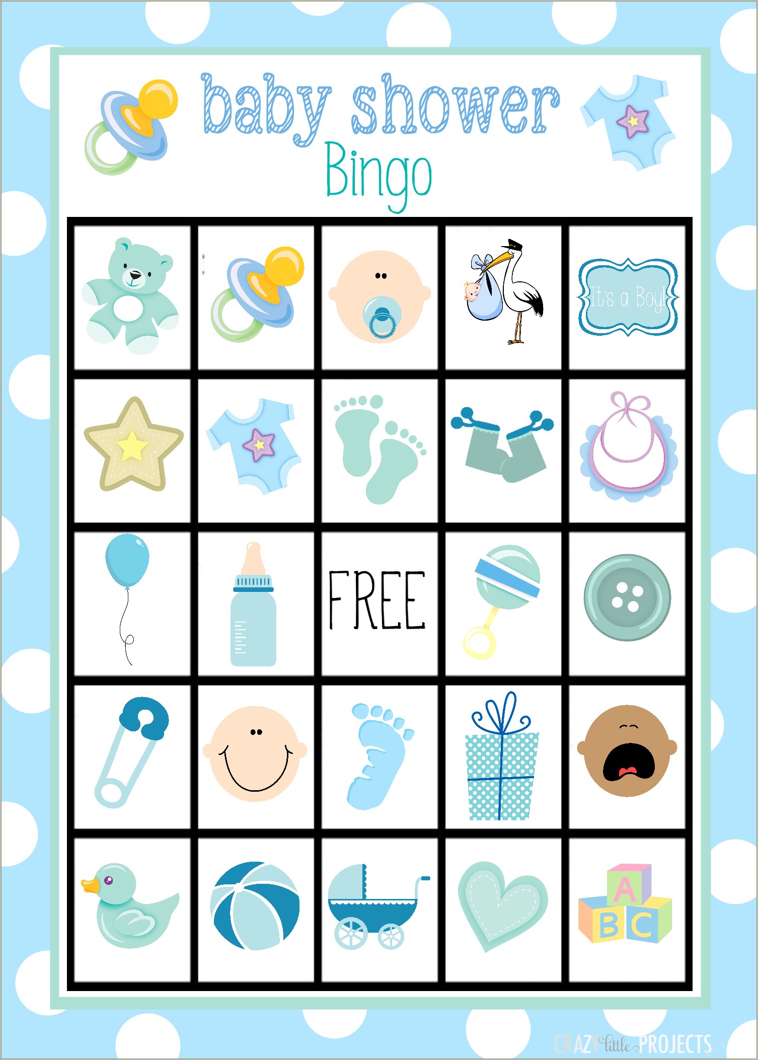 Its A Boy Bingo Card Free Template