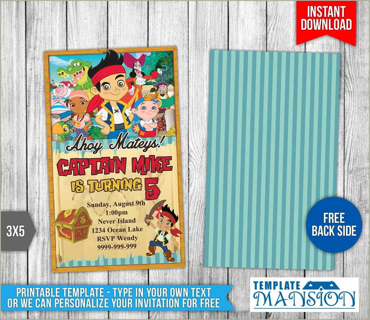 Jake And The Neverland Pirates Invitations Free Template