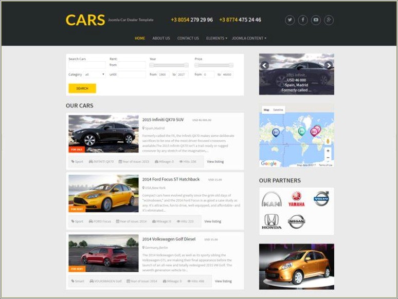 Joomla Car Dealer Template Free 3.7