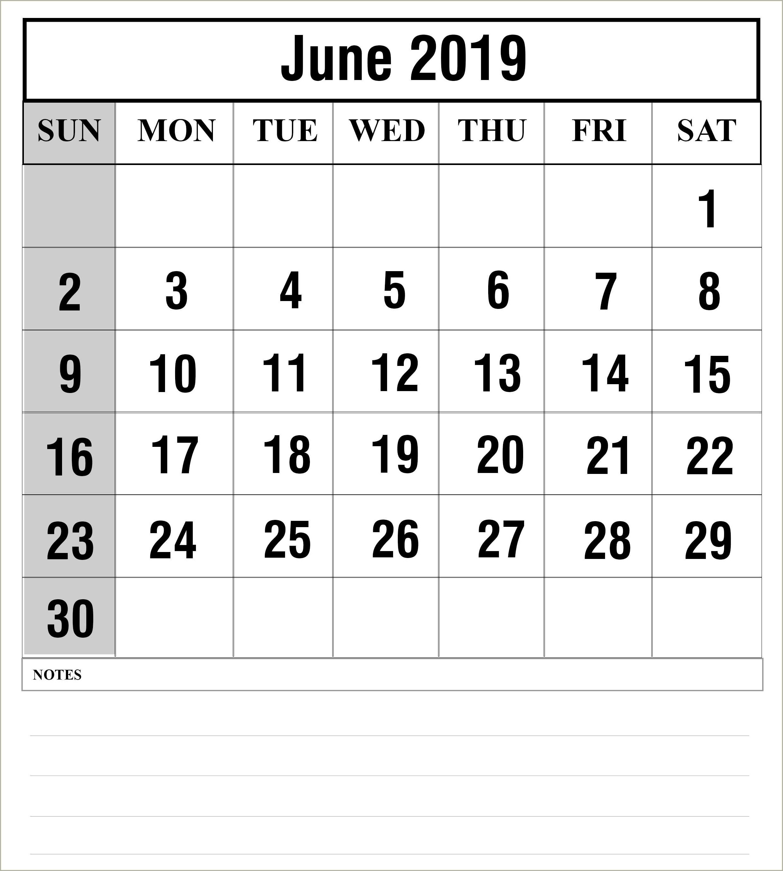 June July Augusty 2019 Free Calendar Template