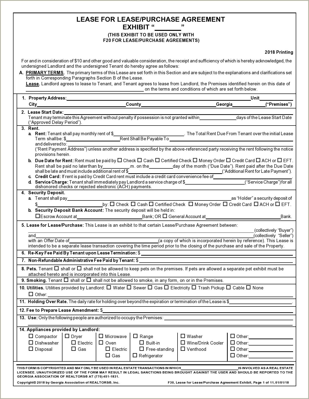 Lease Agreement With Option To Purchase Free Template