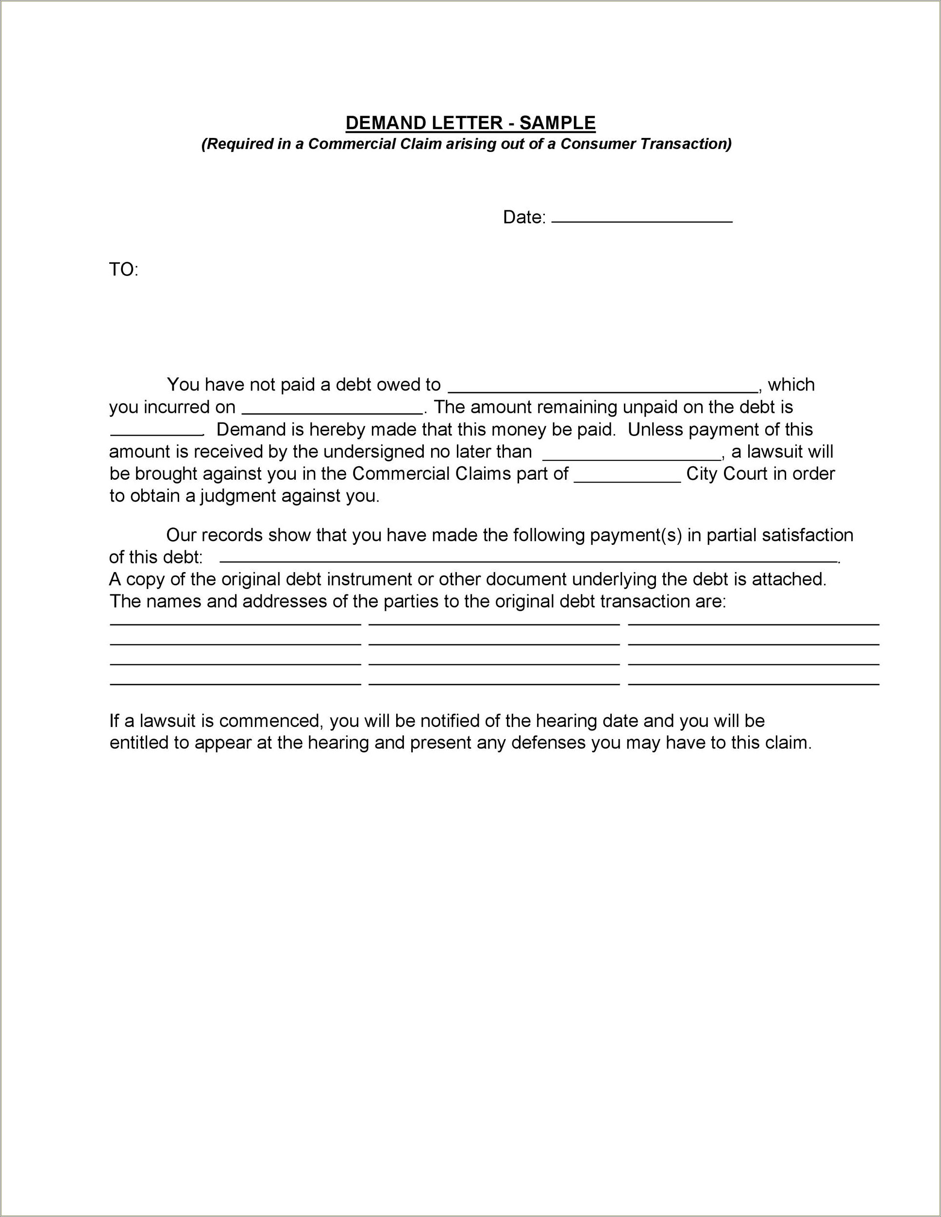 Letter Of Demand Template South Africa Free