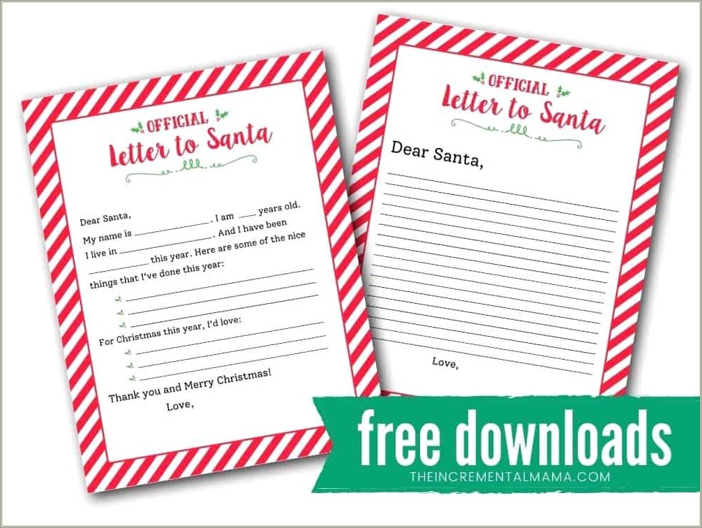 Letter To Child From Santa Templates Free