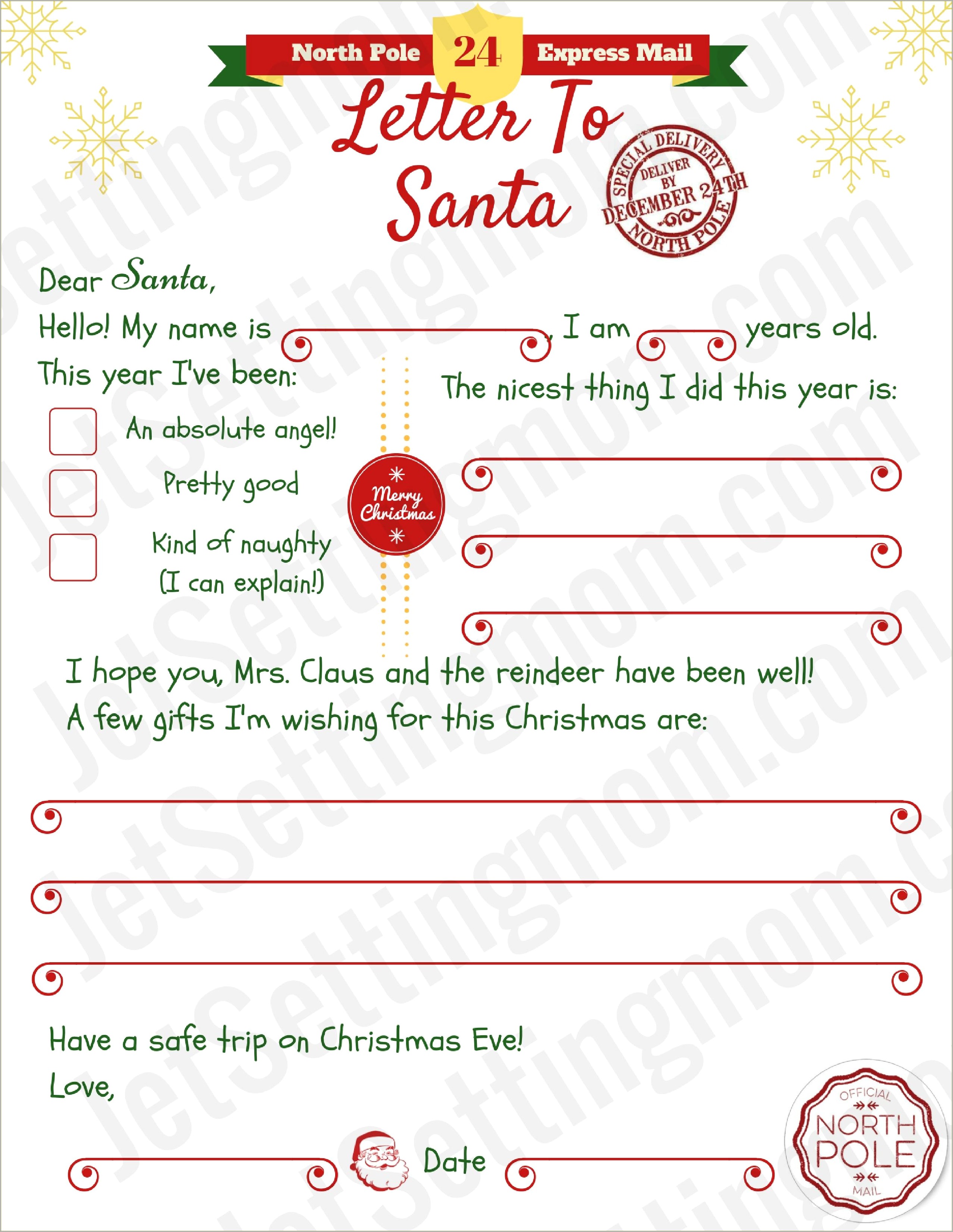 Letters From Santa Templates To Print For Free