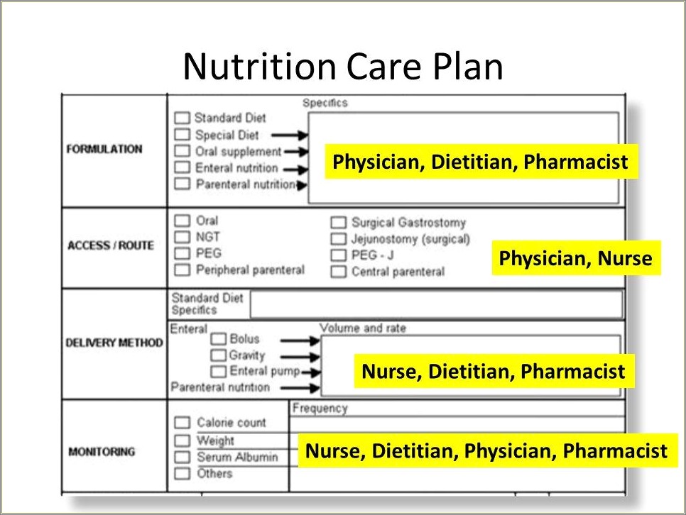 Long Term Nutrition Care Plan Template Free