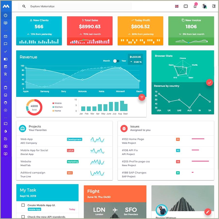 Material Design Admin Template & Landing Free Download