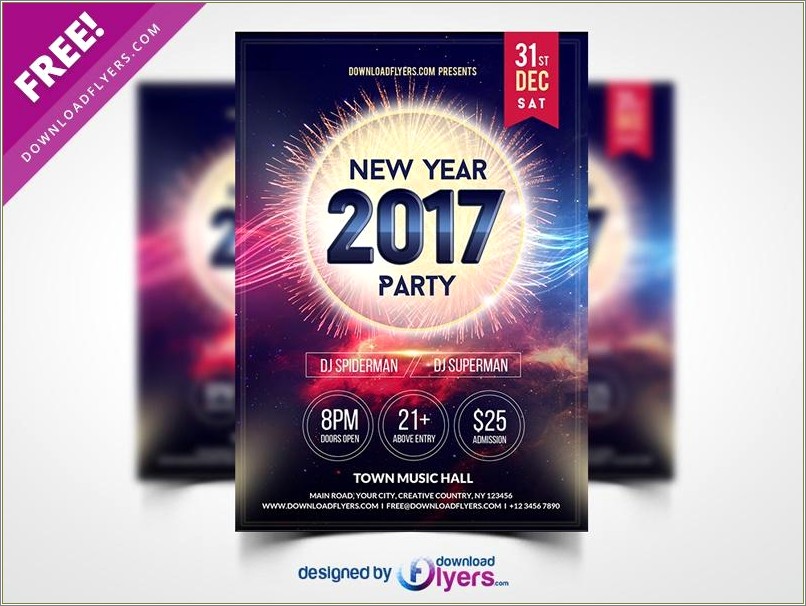 New Year Party Flyer Template Psd Free