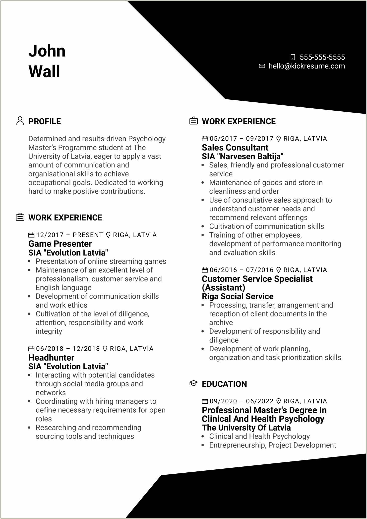 Online Customer Service Resume Examples