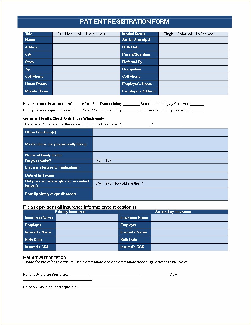 Patient Registration Form Template In Html Free Download