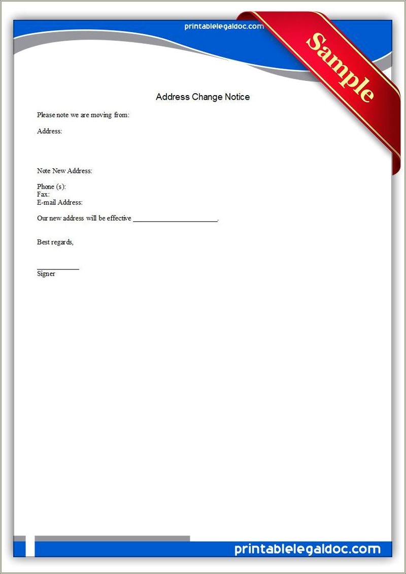 Personal Change Of Address Letter Template Free Resume Example Gallery