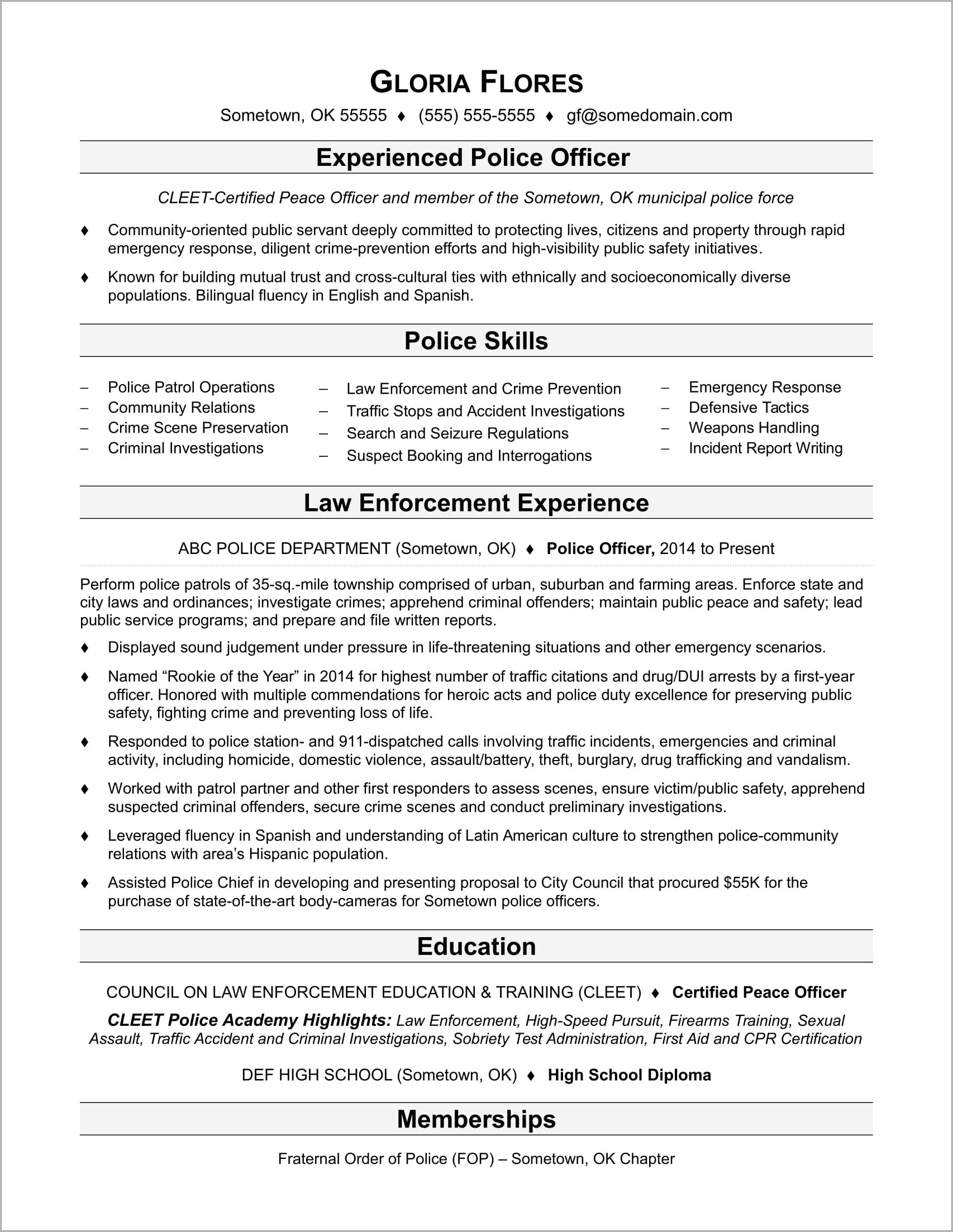 Police Lieutenant Job Description Resume