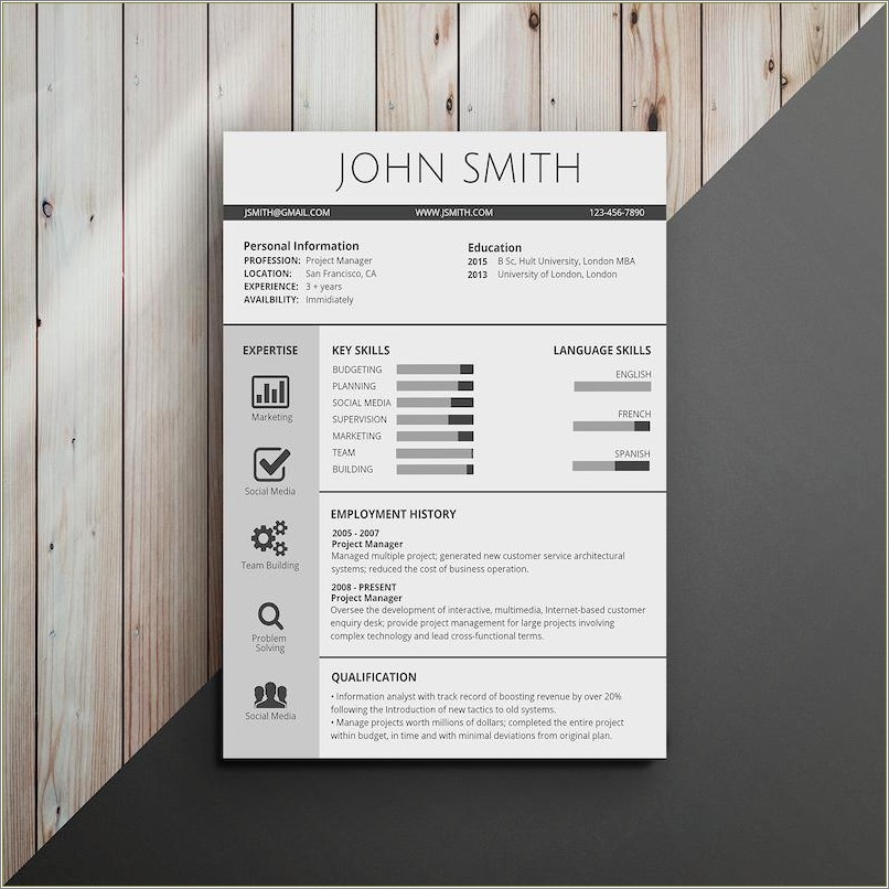 Project Manager Representation In Resume