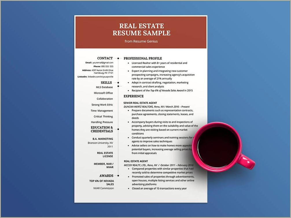 Real Estate Clerk Resume Sample