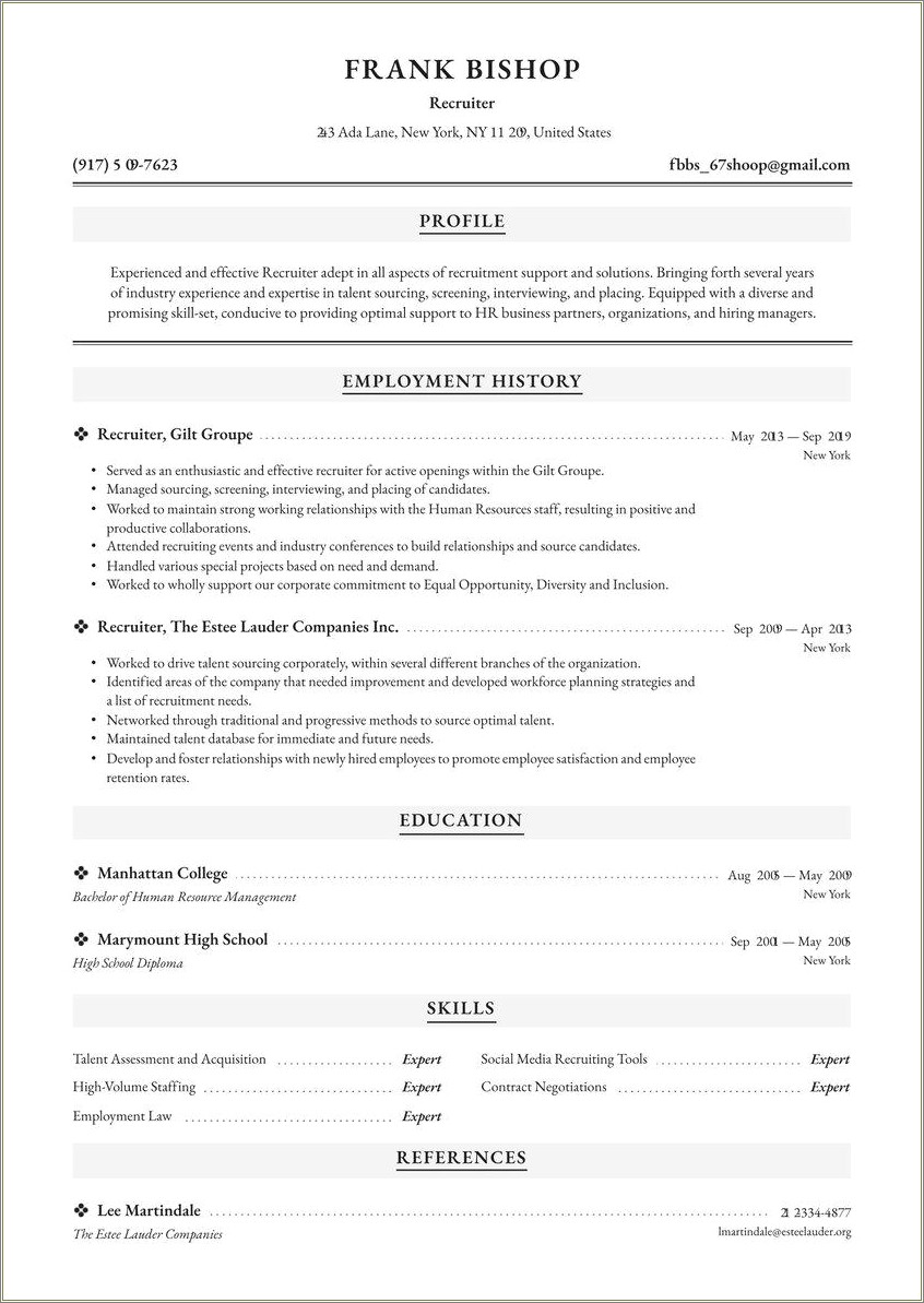 Resume Example With Skill Sets