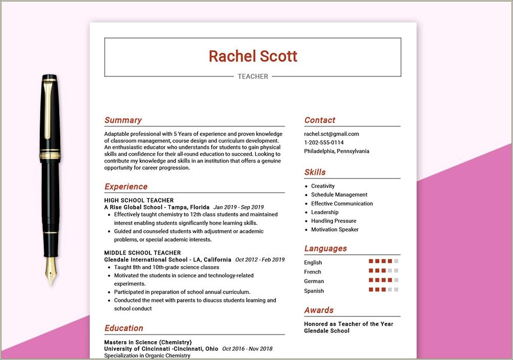 Resume Examples In English Pdf