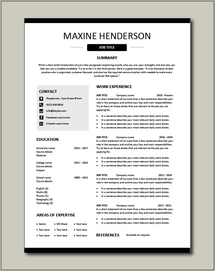 Resume Public Examples Bad Version