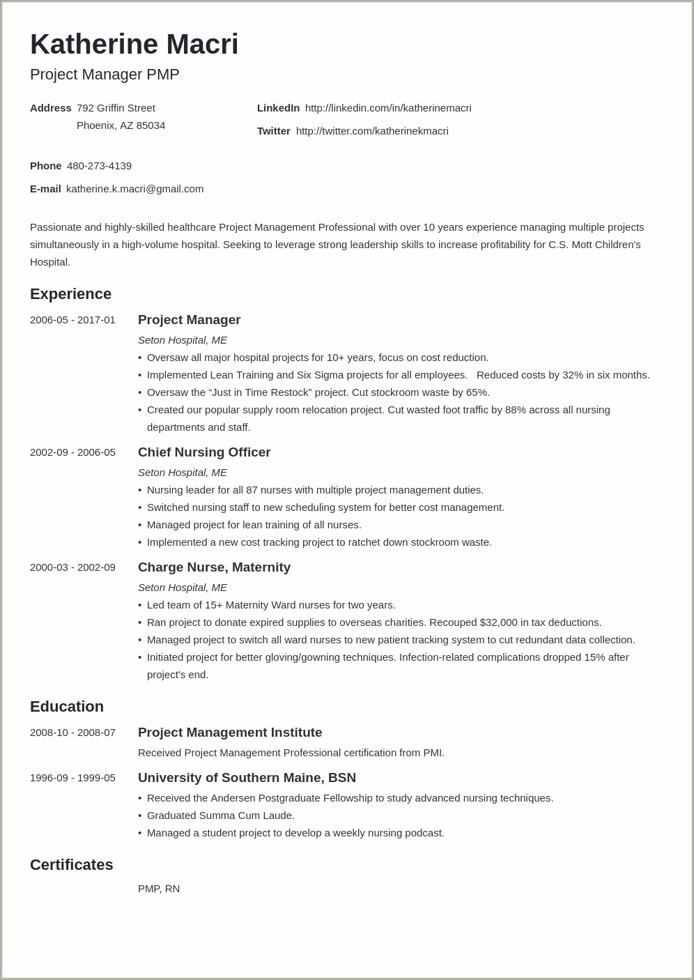 Resume Sample Of Construction Managment